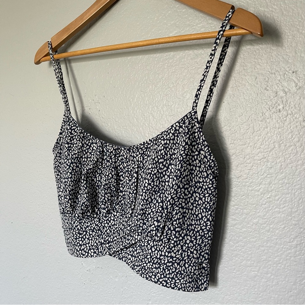Navy Blue and White Leopard Print Cropped Bustier Tank Top Size Medium - Picture 7 of 7